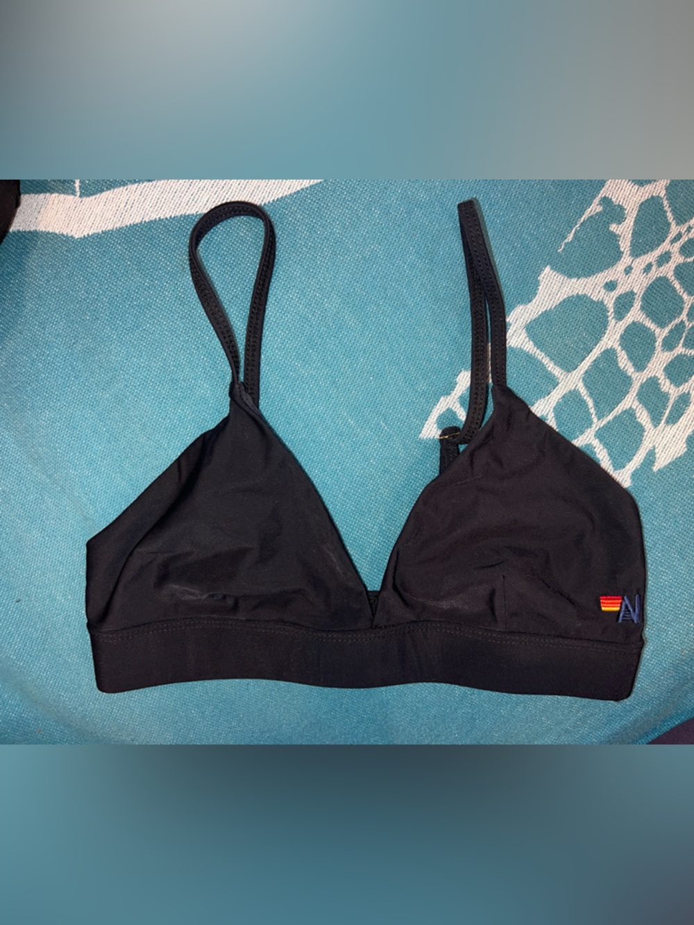 Aviator Nation Black Triangle Bralette with Subtle Logo NWOT